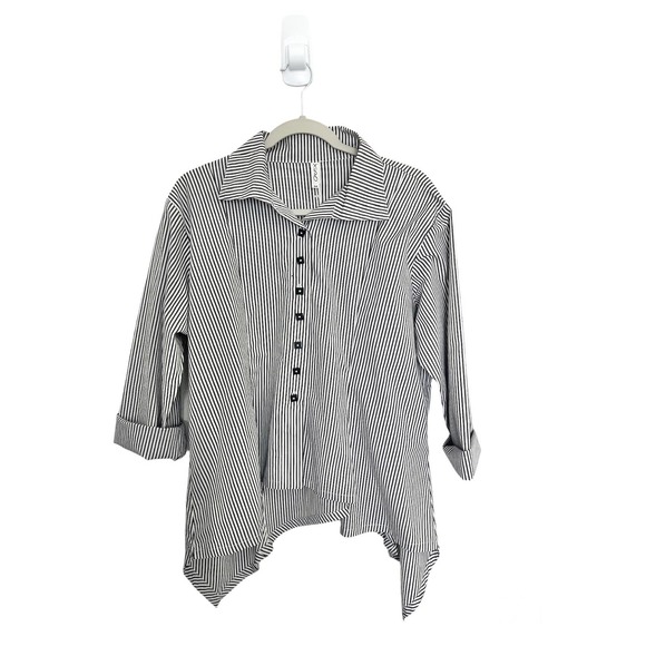 Xiao Button Up Collar Long Sleeve Top - Picture 1 of 9